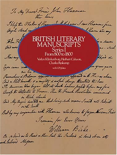 British Literary Manuscripts Series I From 800 To 1800.