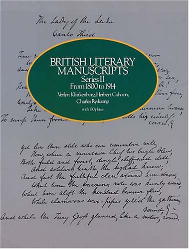 Imagen de archivo de British Literary Manuscripts, Series II: From 1800 to 1914 a la venta por Wonder Book