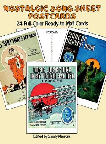 Nostalgic Song Sheets Postcards 24 Full-Color Ready-to-Mail Cards