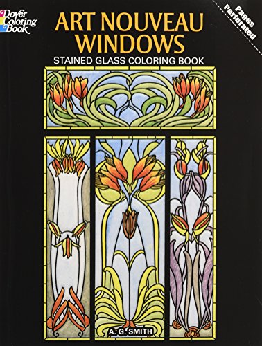 9780486277103: Art Nouveau Windows Stained Glass Coloring Book (Dover Design Stained Glass Coloring Book)