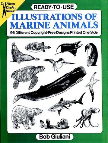 Beispielbild fr Ready-to-Use Illustrations of Marine Animals : 96 Different Copyright-Free Designs Printed One Side zum Verkauf von Better World Books