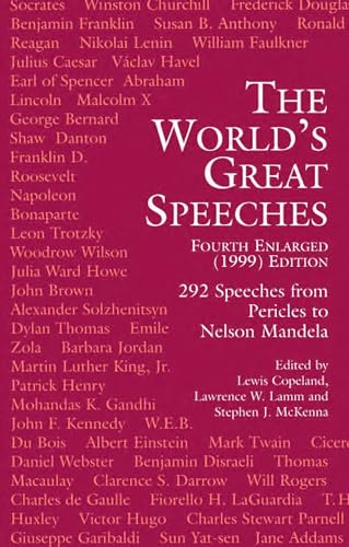 Beispielbild fr The World's Great Speeches: Fourth Enlarged (1999) Edition zum Verkauf von Zoom Books Company