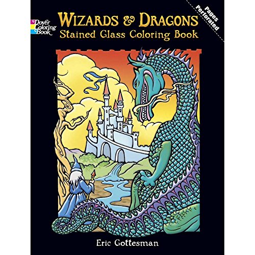 Imagen de archivo de Wizards and Dragons Stained Glass Coloring Book (Dover Stained Glass Coloring Book) a la venta por WorldofBooks