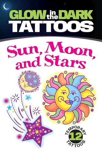 GLOW-IN-THE-DARK TATTOOS SUN, MOON, STARS (12 tattoos on 2 plates) ( = 5)