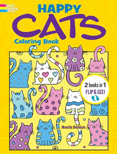 9780486850221: Happy Cats Coloring Book/Happy Cats Color by Number: 2 Books in 1/Flip and See! (Dover Animal Coloring Books)