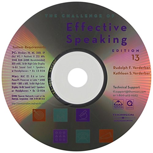 CD-ROM for Verderber/Verderberâ€™s The Challenge of Effective Speaking, 13th (9780495001188) by Verderber, Rudolph F.; Verderber, Kathleen S.