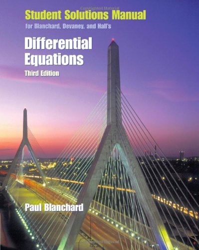 Stock image for Student Solutions Manual for Blanchard/Devaney/Hall's Differential Equations, 3rd for sale by SecondSale