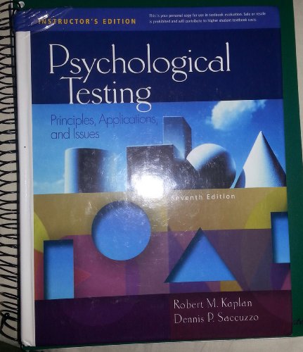Beispielbild fr Psychological Testing: Principles, Applications, and Issues (PSY 430 Intimate Relationships) zum Verkauf von SecondSale