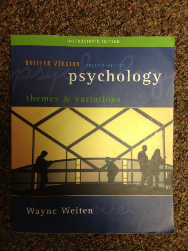 Imagen de archivo de Psychology: Themes and Variations, Briefer Version, 7th Edition (Seventh Ed.) 7e, by Wayne Weiten a la venta por SecondSale