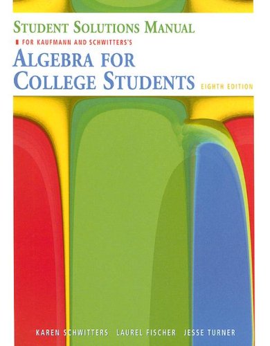 Beispielbild fr Student Solutions Manual for Kaufmann/Schwitters' Elementary and Intermediate Algebra : A Combined Approach zum Verkauf von Better World Books