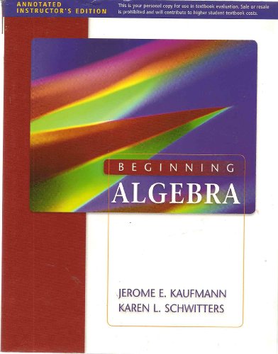 Imagen de archivo de Beginning Algebra (Annotated Instructor's Edition) a la venta por Bookmans