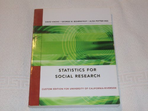 Stock image for Statistics for Social Research Custom Edition for University of California Riverside for sale by -OnTimeBooks-
