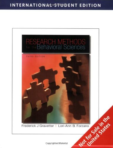 Beispielbild fr Research Methods for the Behavioral Sciences, International Edition zum Verkauf von AwesomeBooks