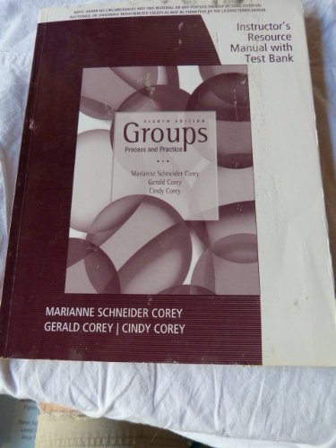 Beispielbild fr Groups: Process and Practice (Instrucor's Resource Manual w/ Test Bank) zum Verkauf von BookHolders