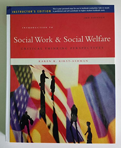 Beispielbild fr Introduction to Social Work & Social Welfare: Critical Thinking Perspectives zum Verkauf von Wonder Book