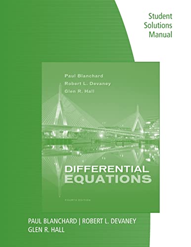Imagen de archivo de Student Solutions Manual for Blanchard/Devaney/Hall's Differential Equations, 4th a la venta por Books From California