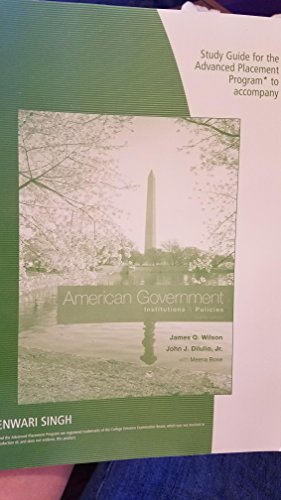 Beispielbild fr Study Guide, AP* Edition for Wilson/DiIulio/Bose's American Government, AP* Edition, 12th zum Verkauf von HPB-Red