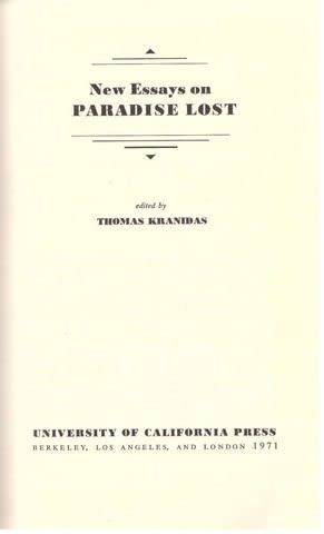 Stock image for New Essays on Paradise Lost for sale by Better World Books