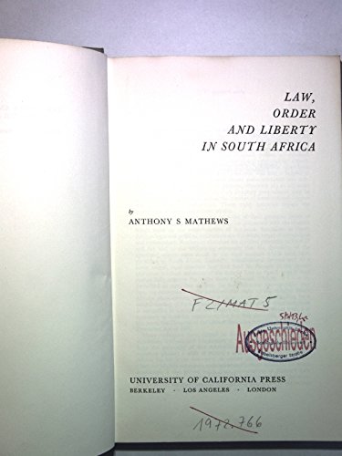 Imagen de archivo de Law, Order and Liberty in South Africa a la venta por Neil Shillington: Bookdealer/Booksearch