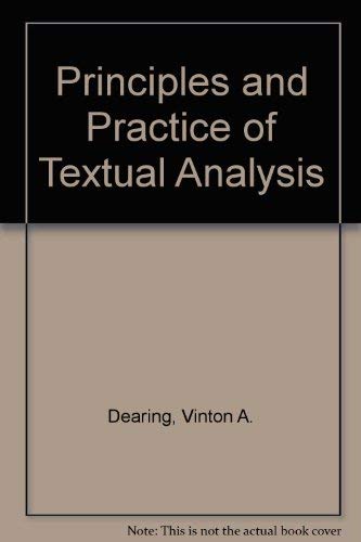 Imagen de archivo de Principles and Practice of Textual Analysis a la venta por Better World Books: West