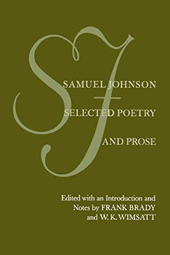 Beispielbild fr Samuel Johnson : Selected Poetry and Prose zum Verkauf von Better World Books