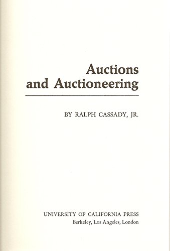 Imagen de archivo de Auctions and Auctioneering (California Library Reprint Series) a la venta por Midtown Scholar Bookstore