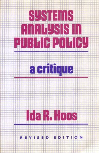 Beispielbild fr Systems Analysis in Public Policy : A Critique zum Verkauf von Better World Books
