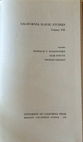 Imagen de archivo de California Slavic Studies Volume 7 a la venta por Recycle Bookstore