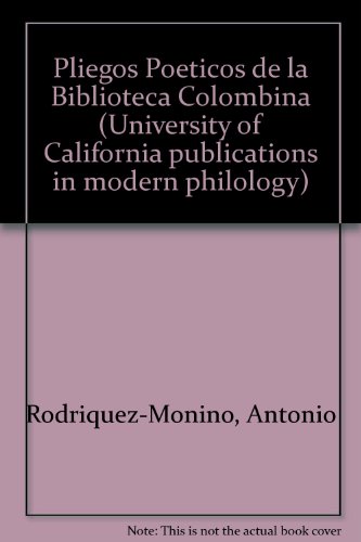 9780520095212: Pliegos Poeticos de la Biblioteca Colombina