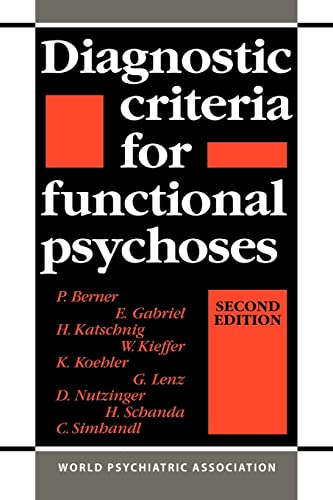 Imagen de archivo de Diagnostic Criteria for Functional Psychoses a la venta por Books Puddle