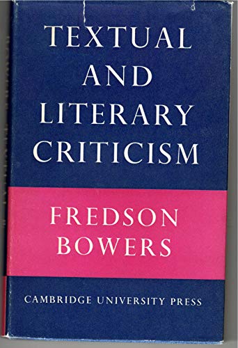 Beispielbild fr Textual and Literary Criticism zum Verkauf von Better World Books