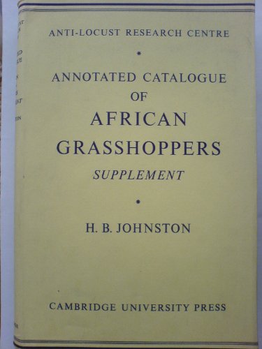 9780521054430: Annotated Catalogue of African Grasshoppers: Supplement