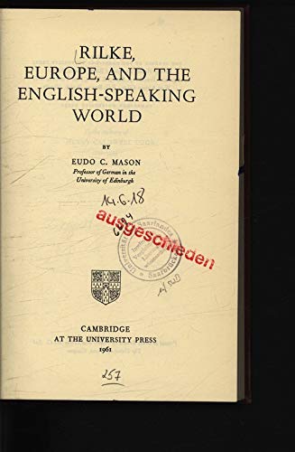 9780521056878: Rilke, Europe, and the English-Speaking World