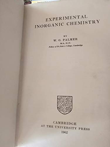 Experimental Inorganic Chemistry (9780521059022) by Palmer, W. G.