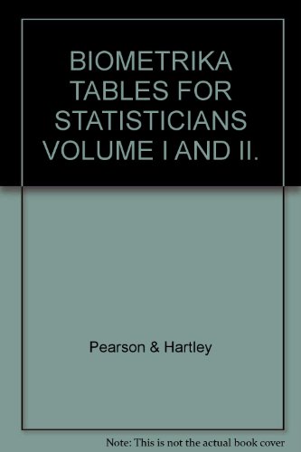 Imagen de archivo de Biometrika Tables for Statisticians : Volume I Third Edition a la venta por Westwood Books