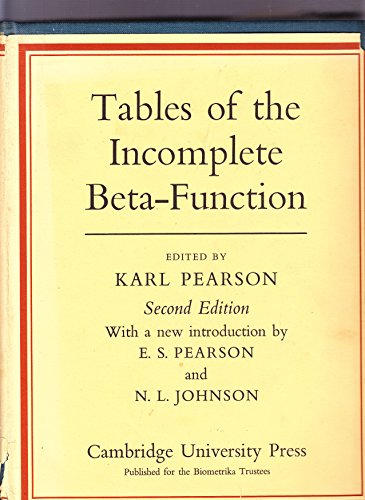 Stock image for Incomplete Beta Function for sale by Better World Books