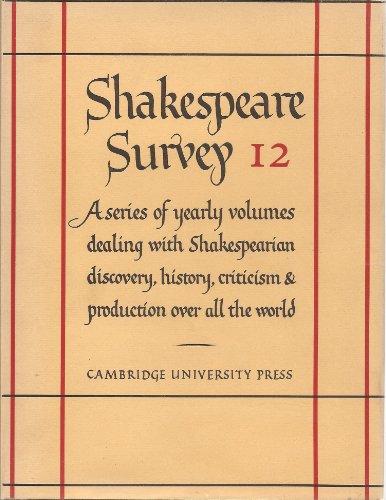 Beispielbild fr SHAKESPEARE SURVEY, VOL 12 zum Verkauf von Neil Shillington: Bookdealer/Booksearch