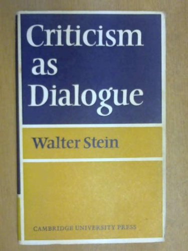 Imagen de archivo de Criticism As Dialogue a la venta por Better World Books: West