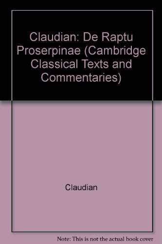 Stock image for CLAUDIAN: DE RAPTU PROSERPINAE Edited with an Introduction and Commentary for sale by Ancient World Books
