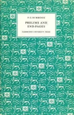 9780521075084: Prelims and End-Pages (Cambridge Author's and Publisher's Guides)