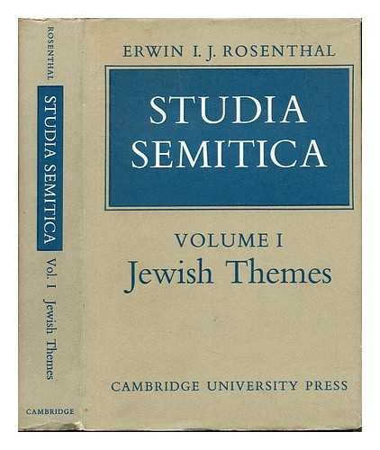 Stock image for Studia Semetica 1: Volume 1, Jewish Themes (University of Cambridge Oriental Publications) for sale by Dunaway Books