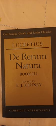 Stock image for LUCRETIUS: DE RERUM NATURA Book III for sale by Ancient World Books