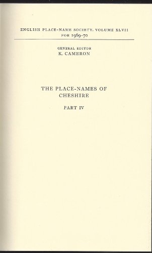 Imagen de archivo de The Place-Names of Cheshire, 1969-70 a la venta por Better World Books Ltd