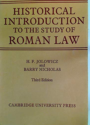 9780521082532: A Historical Introduction to the Study of Roman Law