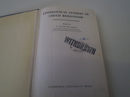 Ethological Studies of Child Behaviour - Blurton Jones, N. (ed)