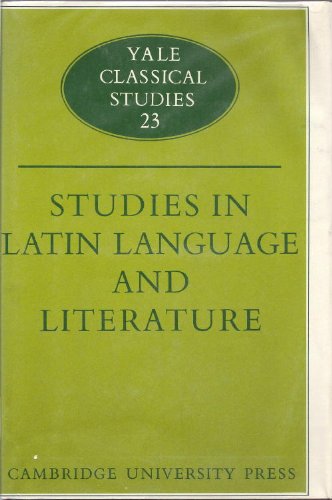 9780521086837: Studies in Latin Language and Literature (Yale Classical Studies, Series Number 23)