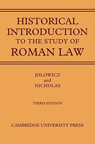 Beispielbild fr A Historical Introduction to the Study of Roman Law zum Verkauf von Big River Books