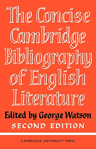 Beispielbild fr The Concise Cambridge Bibliography of English Literature, 1600 1950 zum Verkauf von Chiron Media