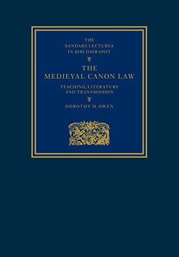 9780521106566: The Medieval Canon Law: Teaching, Literature and Transmission (Sandars Lectures in Bibliography)