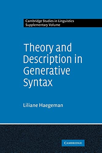 9780521108607: Theory and Description in Generative Syntax: A Case Study in West Flemish (Cambridge Studies in Linguistics)